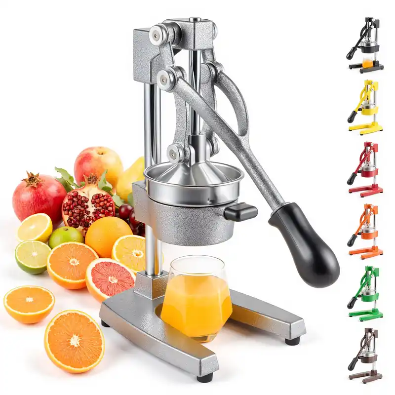 CO-Z Manual Citrus Juicer, Commercial Grade Cast Iron Orange Juicer, Professional Heavy Duty Juice Press with Removable Strainer, Manual Juice Extractor for Orange Lemon Pomegranate Citrus, Gray