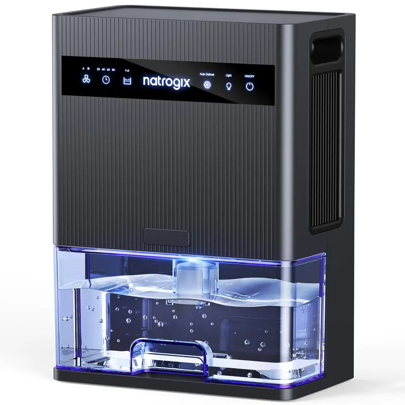 Dehumidifier, 106 OZ Water Tank Dehumidifiers for Home, 1000 sq.ft Quiet Dehumidifier for Basement Bathroom Bedroom RV with Auto Shut Off, Timer, Sleep Mode, 7 Color Light, Gray