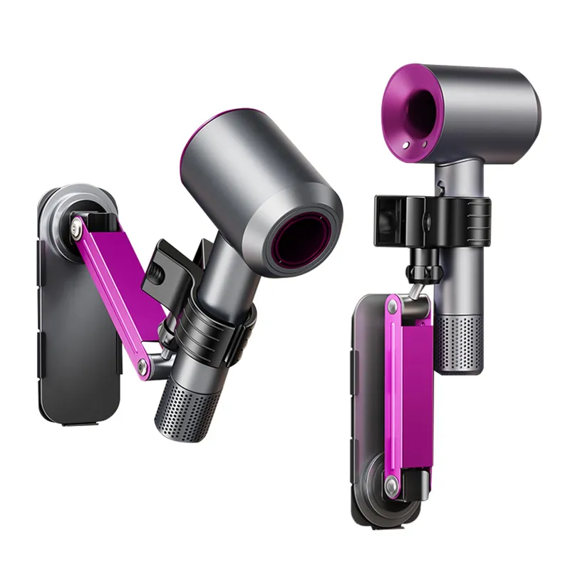 Metal Stable Hair Dryer Stand,Hands Free Blow Dryer Stand With Height & Angle Adjustable,Wall Mounted & Countertop Hairdryer Holder For Bathroom Bedroom Vanity,Compatible With 99% Hairdryers(Small)