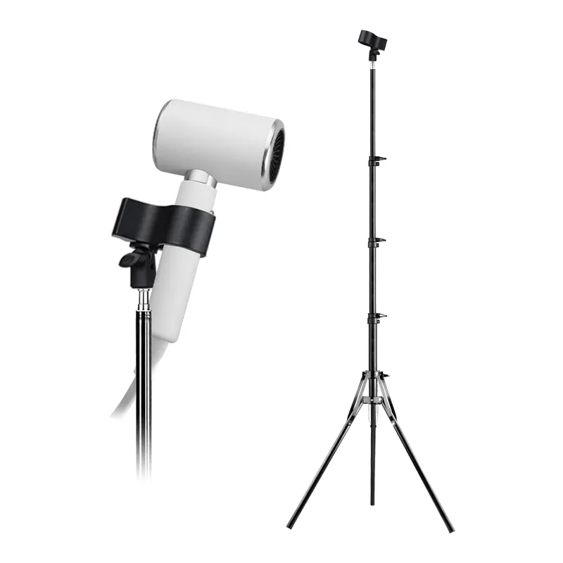 Golemas Hair Dryer Stand, Height Adjustable Hands-Free Lazy Blow Dryer Holder with 180 Degrees Rotatable Larger Clamp Non-Slip Tripod, for Bathroom, Vanity, Makeup Room Floor or Countertop Pet Salon