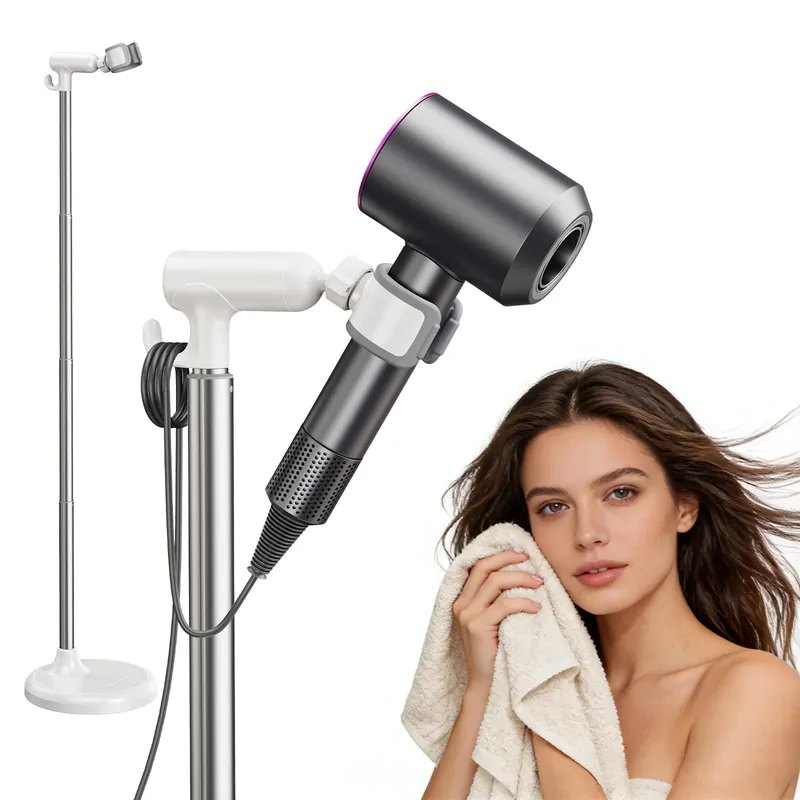 WISFISSH Floor Standing Hair Dryer Stand Holder, 360° Degree Rotating, 17 in - 51 in Height Adjustable Blow Dryer Stand Hands Free Works for Frozen Shoulder, Arthritis, & Wrist Pain Relief-Stand Type