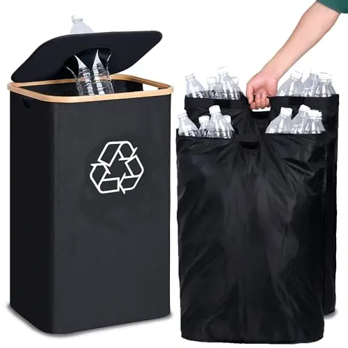 efluky Recycling Bin for Kitchen 26 Gallon, 100L Recycle Bin with 2 Removeable and Reusable Inner Bag