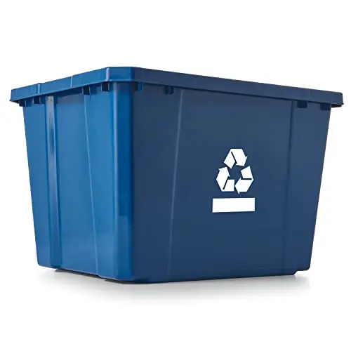 Living Medium Curbside Blue Box, Plastic 17 Gallon/64 Litre Home Trash Can Refuse and Recycling Bin