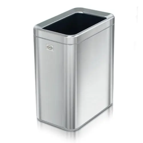 Open Trash Can - 2.6 Gallon (10 Liter) Small Metal Waste Basket with Removable Bucket for Narrow Spaces