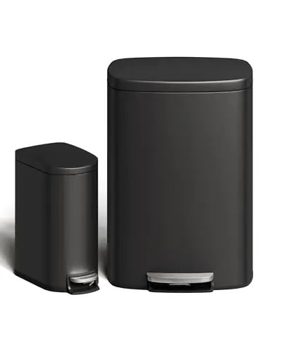 13 gal (50 L) and 2.6 gal (10 L) Metal Trash Can Combo Set, Rustproof Garbage Can with Lid