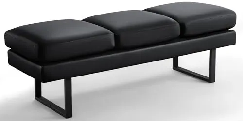 Waiting Room Bench with 3 Seats,Faux Leather Reception Bench Upholstered Office Guest Chair