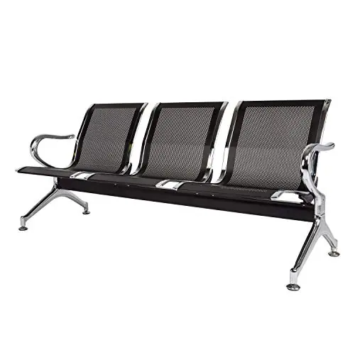 3-Seat Waiting Room Chairs - Waiting Room Bench with Arms Airport Reception Bench Guest Reception Chairs