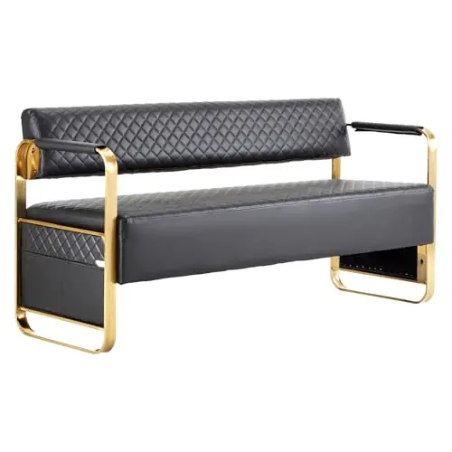 57.5’’ Office Guest Chair upholstered Bench Seating, Reception Furniture for Beauty Salon Barbershop Airport Bank