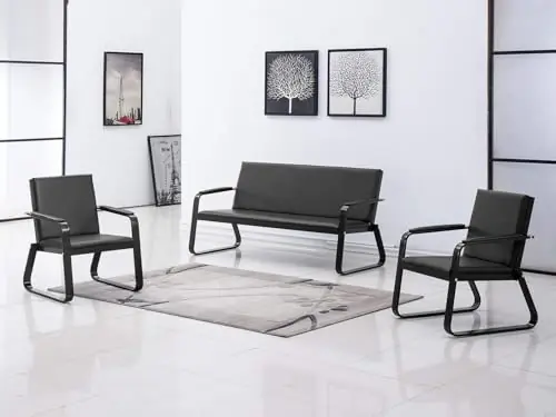 PU Leather Office Furniture Bench Office Guest Seating Lobby Conference Reception Chairs for Airport