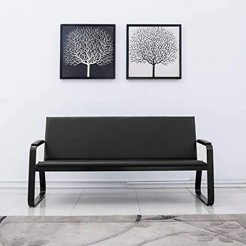 wonline Waiting Room Chair with Armrest PU Leather Office Furniture Bench