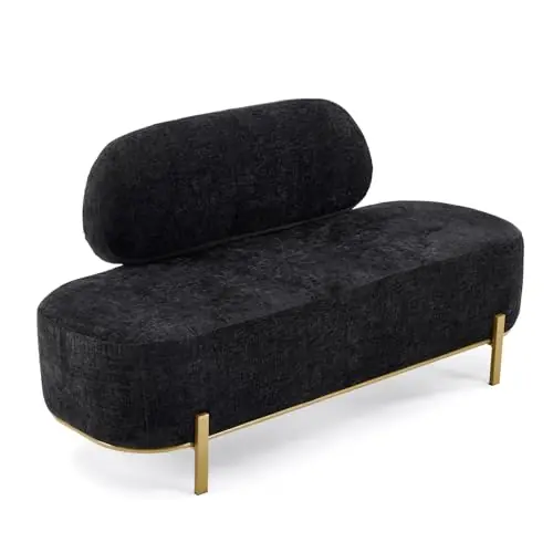 OmySalon Waiting Room Bench with Back, 55.1" Office Guest Chair, Chenille Fabric Reception Seating