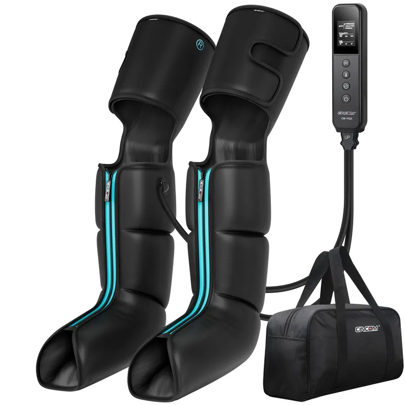 CINCOM Leg Massager for Circulation and Pain Relief, Air Compression 3 in 1 Leg Massager for Foot Calf & Thigh, Leg Compression Boots for Recovery, Edema, RLS Relief