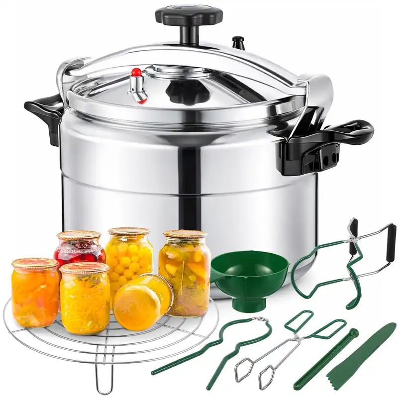 Kritkin 16qt Pressure Cooker for Canning Pressure Canner Supplies Kit, 6 Canning Supplies Stainless Steel Steam Rack Gauge, Silver