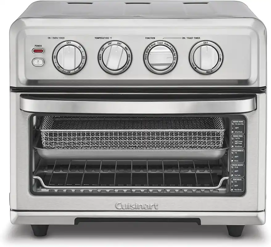 Cuisinart Air Fryer Toaster Oven, 1800W, 8-in-1 with Air Fry, Convection, Broil & Warm, 0.6 Cubic Feet, 60-Minute Timer, TOA-70NAS, Stainless Steel