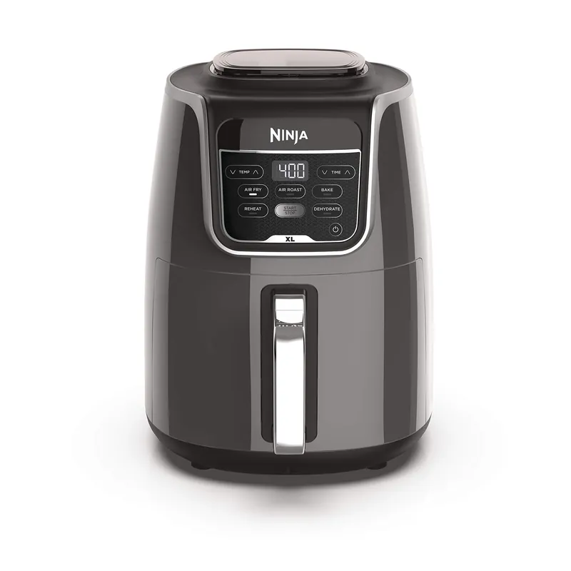 Ninja XL Air Fryer 5.5 QT Capacity fits 3lbs of Wings 5-in-1 Air Fry, Roast, Bake, Reheat & Dehydrate 400°F Max Temp 1750 Watts With Dishwasher Safe Parts & Recipe Guide Grey AF150AMZ