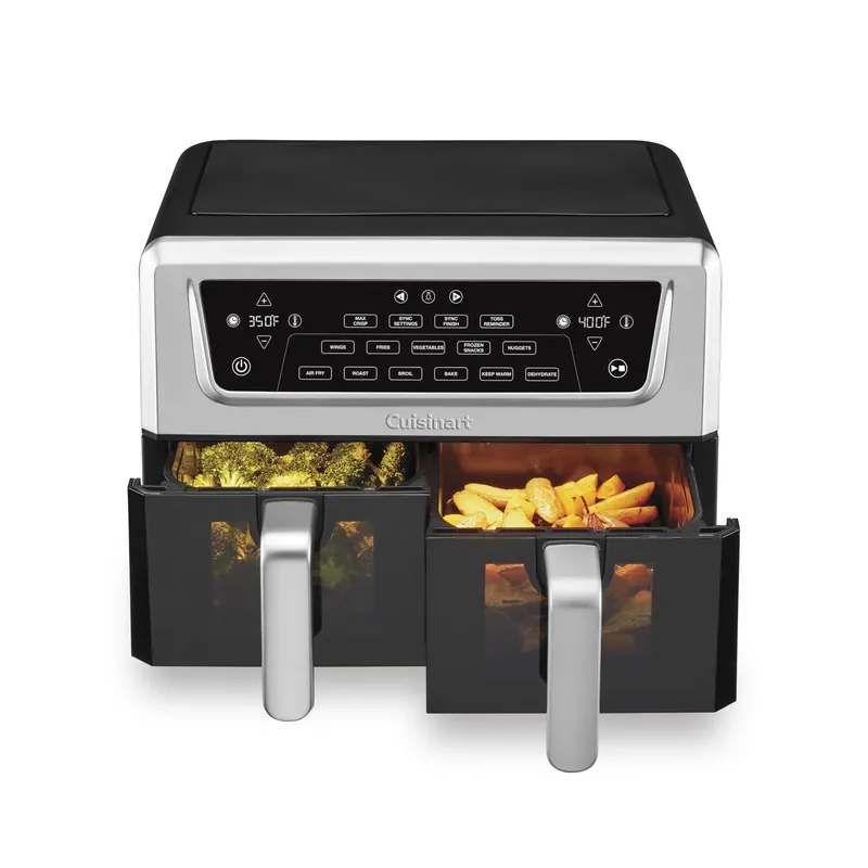 Cuisinart Dual Basket Air Fryer, Two Baskets 11 Qt in Total, 6 Functions Air Fry, Roast, Bake, Broil, Dehydrate & Keep Warm, Features Sync Finish & Sync Settings, Toss Reminder & Auto-Pause, ADZ-112