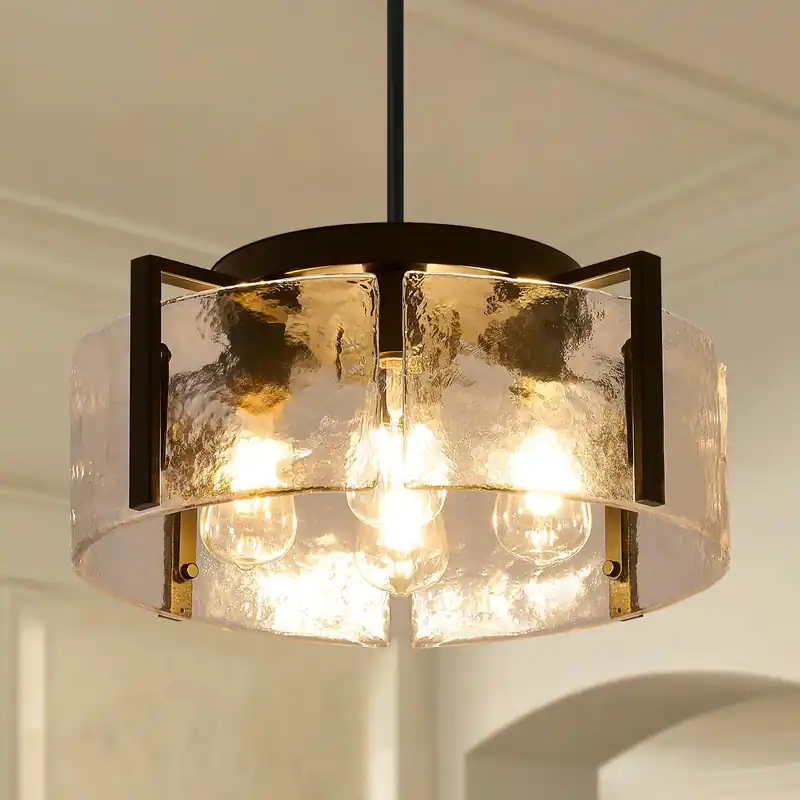 Black Chandelier for Dining Room Light Fixture, 4 Light Entryway Light Fixture, Adjustable Pendant Lights Kitchen Island Modern Farmhouse Kitchen Foyer Chandelier for Entryway, Bedroom, Bathroom