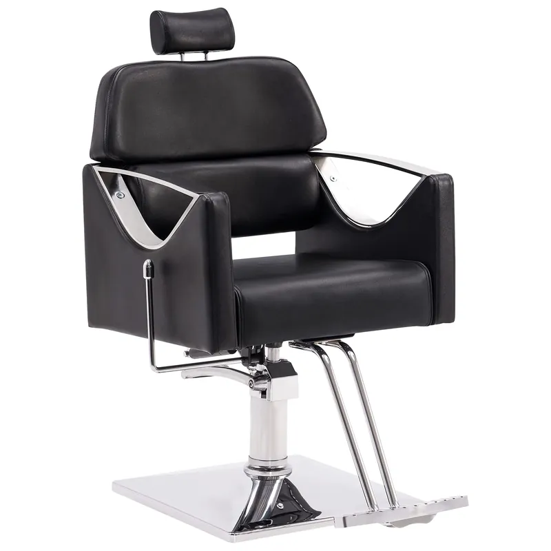 BarberPub Classic Recliner Leathern Barber Chair Heavy Duty Hair Spa Salon Styling Beauty Equipment 3126 (Black)