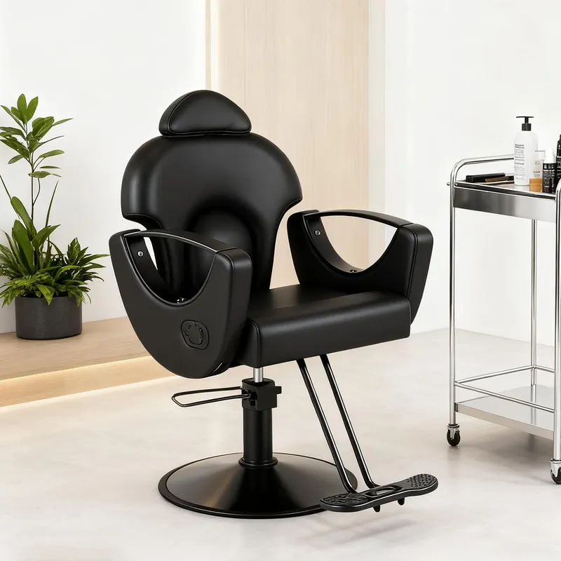 EITPETPORT Black Salon Barber Chair, Reclining Salon Chair for Hair Stylist for Home, Barber Chair with Hydraulic Pump, 360° Swivel, Beauty Hairdresser Chair Equipment for Spa, Tattoo and Shampoo