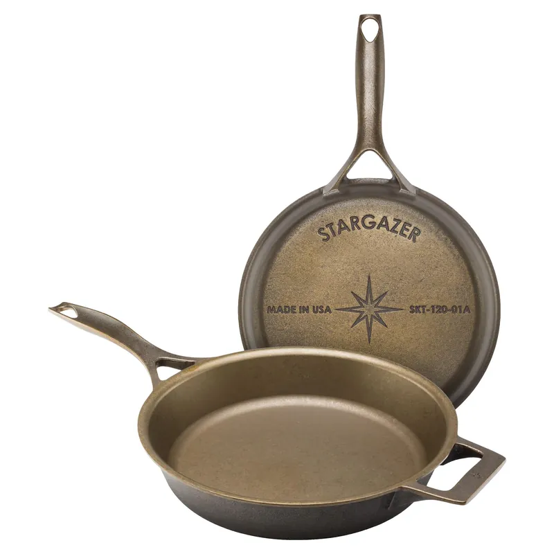 Stargazer 12-Inch Cast Iron Skillet Made in USA, Seasoned, Premium Frying Pan for Grilling, Searing, Baking & More – Durable Cast Iron with Smooth Cooking Surface