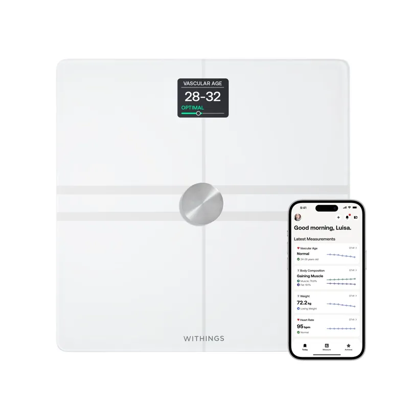 WITHINGS Body Comp WLAN Smart Scales with Full Body Analysis Including Fat Content, Muscle Mass, Bone Density, Visceral Fat, Digital Personal Scales/Body Fat Scales with Bluetooth