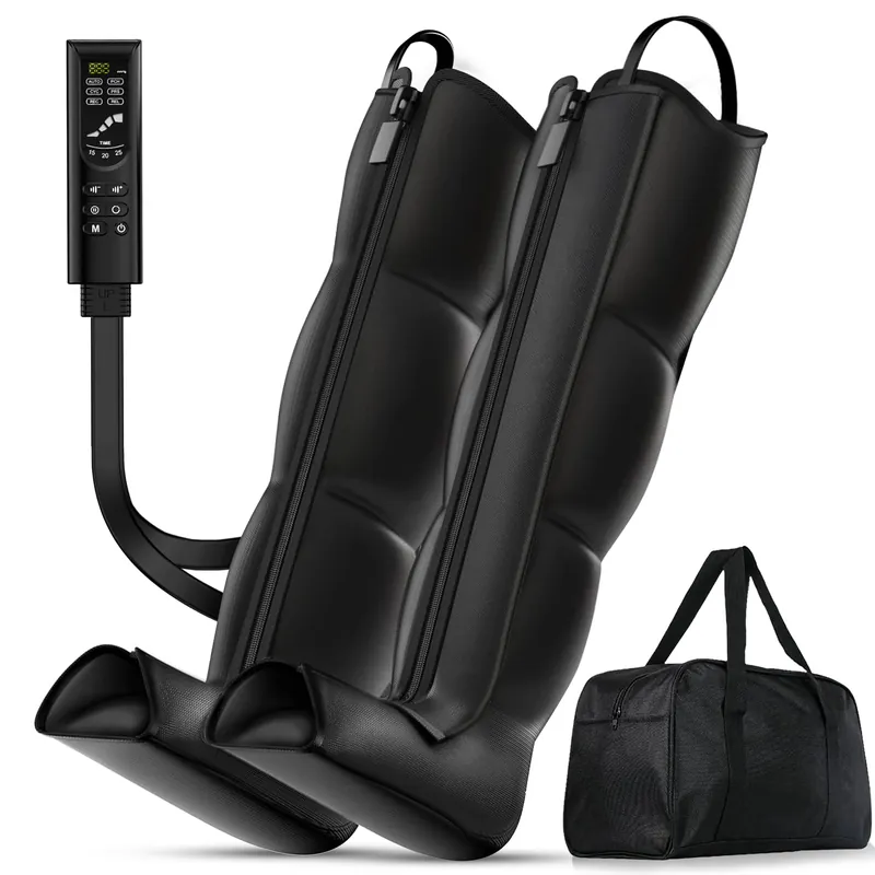 FSA-HSA Eligible Massager - Leg Massager for Circulation and Pain Relief FSA, Foot Massager with 6 Modes 8 Intensities 3 Timers, Leg Relaxation Pressure for Muscle, Gift for him her (Black,Medium)