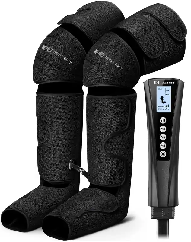 Gifts for Mom, Dad, Men, Women & Loved Ones – Air Compression Leg Massager with Heat – Ideal for Christmas, Mother Day & Father Day – Relieves Muscle Fatigue for Feet, Legs, Calves, Thighs, and Knees