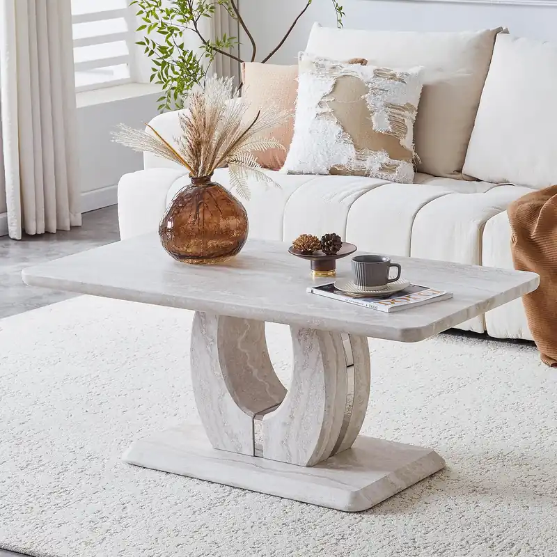 LKTART Coffee Table for Living Room, Modern Stone Marble with Dyed Planetary Veining Coffee Table with Storage, Rectangle Tea Tables or Apartment Small Space (43.3‘‘L×22.4‘‘W Planetary-veined Marble)