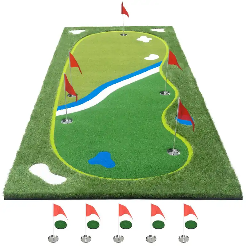 Kaoshan Golf Putting Green Mat - 5FT×10FT/5FT×12FT Putting Green Indoor, Professional Golf Putting Mat with Realistic Turf, Golf Simulators for Home, Multi Holes & Flags for Outdoor Golf Practice