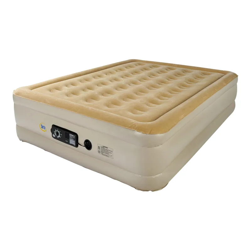 Serta Raised Air Mattress with Never Flat Pump Size Queen 18" Luxury Inflatable Mattress - Built in Air Pump to Ensure a Good Night’s Rest Heavy Duty Blow Up Mattress with Self Inflating Pump
