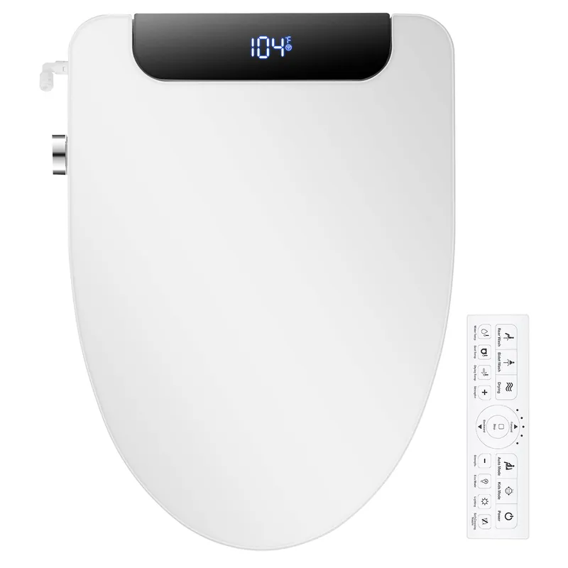 IYTATA Electric Bidet Toilet Seat, Elongated, Warm Water with Air Dryer, Heated Seat and Slow Close Lid, Adjustable Water Temperature, Front and Rear Wash, LED Nightlight, Wireless Remote, Black, 102