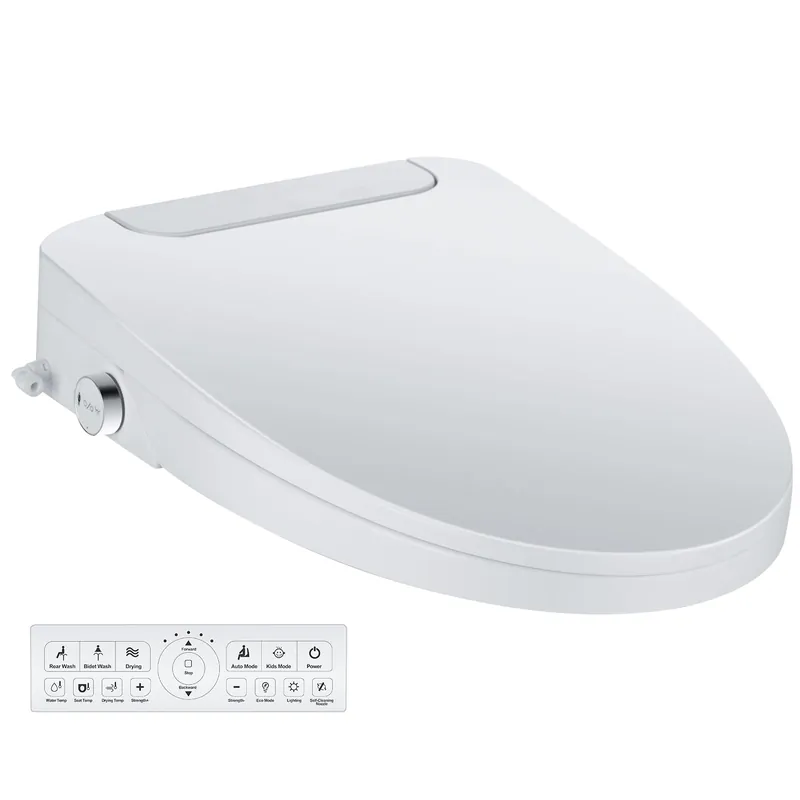 mijashy Electric Bidet Toilet Seat, Elongated, Warm Water with Air Dryer, Heated Seat and Slow Close Lid, Front and Rear Wash, LED Nightlight, Wireless Remote, White, 101