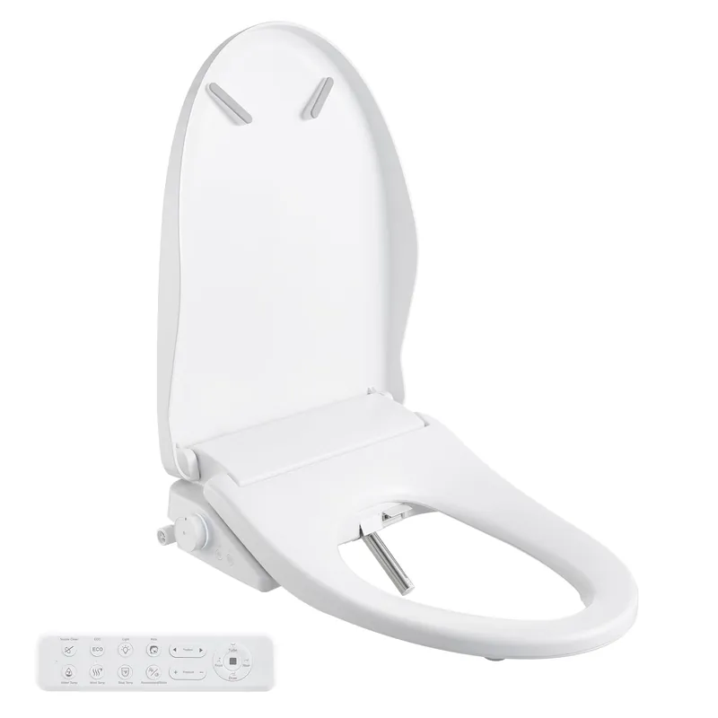 Smart Bidet Toilet Seat with Remote, Adjustable Heated Seat&Air Dryer, Endless Instant Warm Water, Multiple Spray Modes, Stainless Steel Nozzle, Soft Close, Deodorizer, 3D Curved, Elongated(NKH3101)