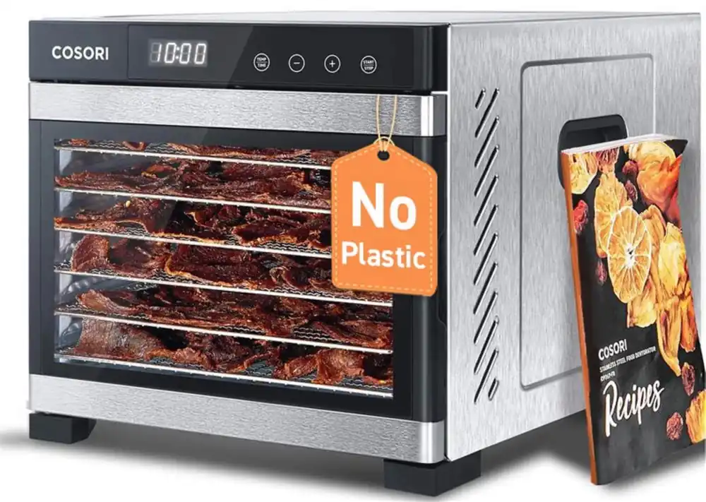 COSORI Food Dehydrator, Bigger Than 7 Trays with Large 6.5 ft² Drying Space, Stainless Steel Trays, 600W Faster Drying, 165°F Dehydrated Dryer for Jerky, Dog Treats, Herbs, Meat, Fruit, Yogurt, Silver