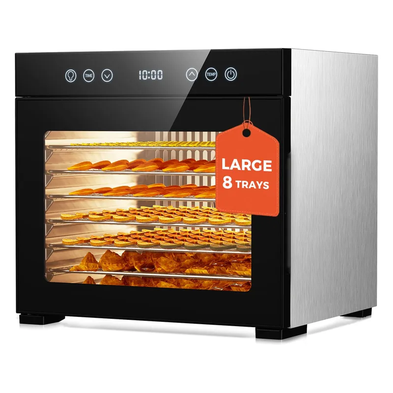 Food Dehydrator 650W, 8 Stainless Steel Tray Dehydrating Machine with Digital Timer & Temp Control (95℉-167℉), Quiet Powerful Jerky Dryer for Beef, Fruits, Herbs, Dog Treats, Veggies