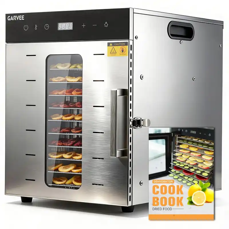 Takywep Digital Food Dehydrator Machine 10-Tray with Stainless Steel Trays, Adjustable Temperature Control & Timer, for Jerky, Herbs, Fruits, Vegetables, BPA-Free, Includes Recipe Book