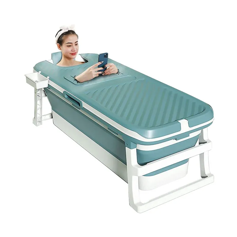 Foldable Bathtub Portable Soaking Bath Tub for adult,Ideal for Hot Bath Ice Bath with Reached Out Hands 53 inch