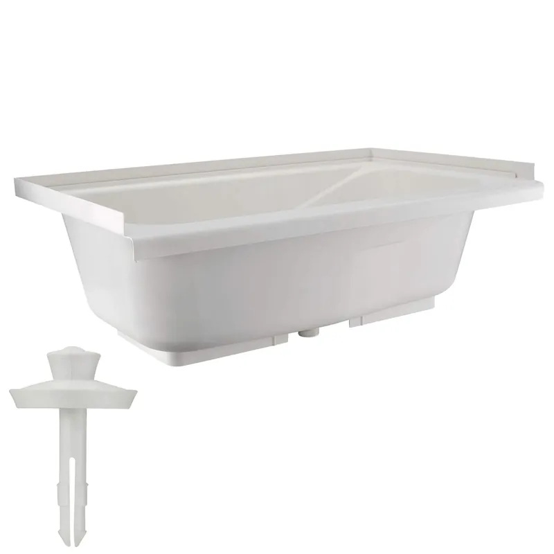 RecPro Bathtub Durable Replacement 40" x 24" Camper Trailer RV Tub Alpha Tub Parchment or White (White - with Drain Stopper)