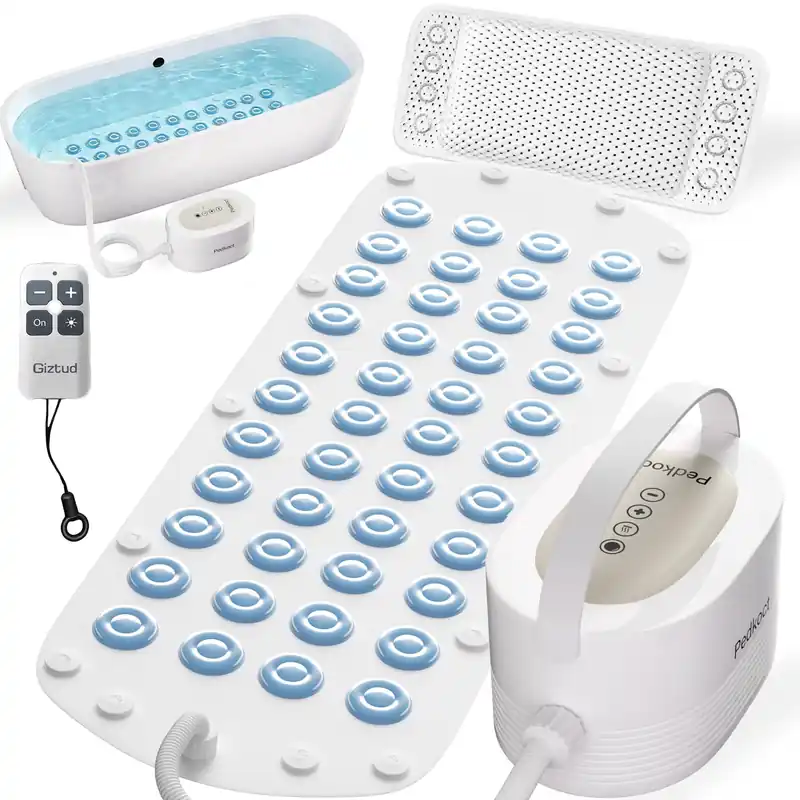 Pedkoct Upgraded Heated Bubble Bath Mat - Warm Air Bubble Massage Mat for Bathtub, Quiet Motor System with Remote Control, Portable Kit for Luxury Home Spa Experience