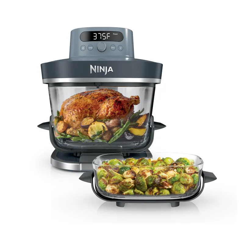 Ninja Crispi Pro 6-in-1 Glass Air Fryer 450°F, Nontoxic, 6qt & 2.5qt Containers & Lids Microwave, Freezer, Dishwasher Safe Max Crisp, Air Fry, Bake, Roast, Recrisp, Dehydrate Cyberspace AS101CY