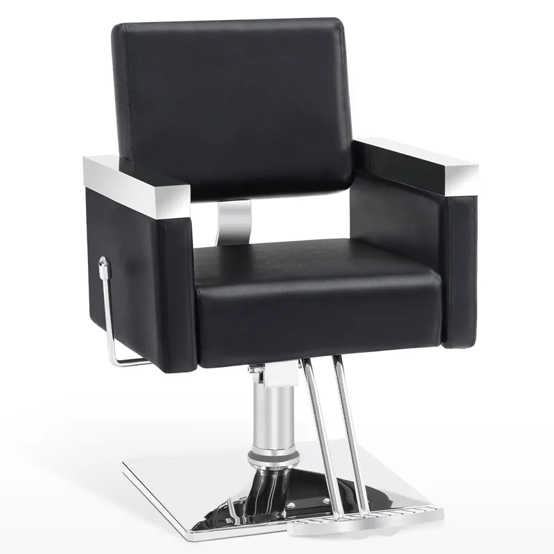 BarberPub Classic Recline Hydraulic Barber Chair Salon Spa Chair Hair Styling Beauty Equipment 3021 (Black)