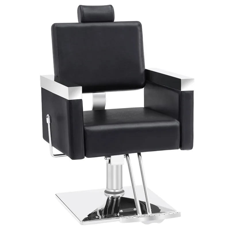 BarberPub Classic Recline Hydraulic Barber Chair Salon Spa Chair Hair Styling Beauty Equipment 3018 (Black)
