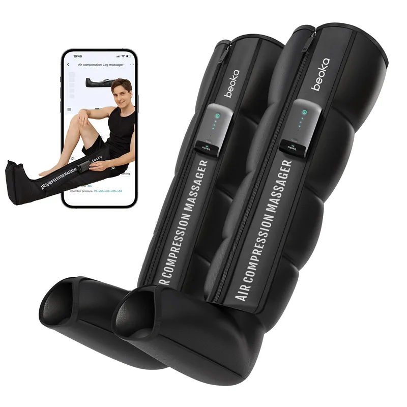 beoka Leg Massager for Circulation and Pain Relief, Leg Recovery System for Fast Recovery, Cordless Air Compression Boots with 3 Modes 5 Intensities for Athletes Runners and Travelers-S