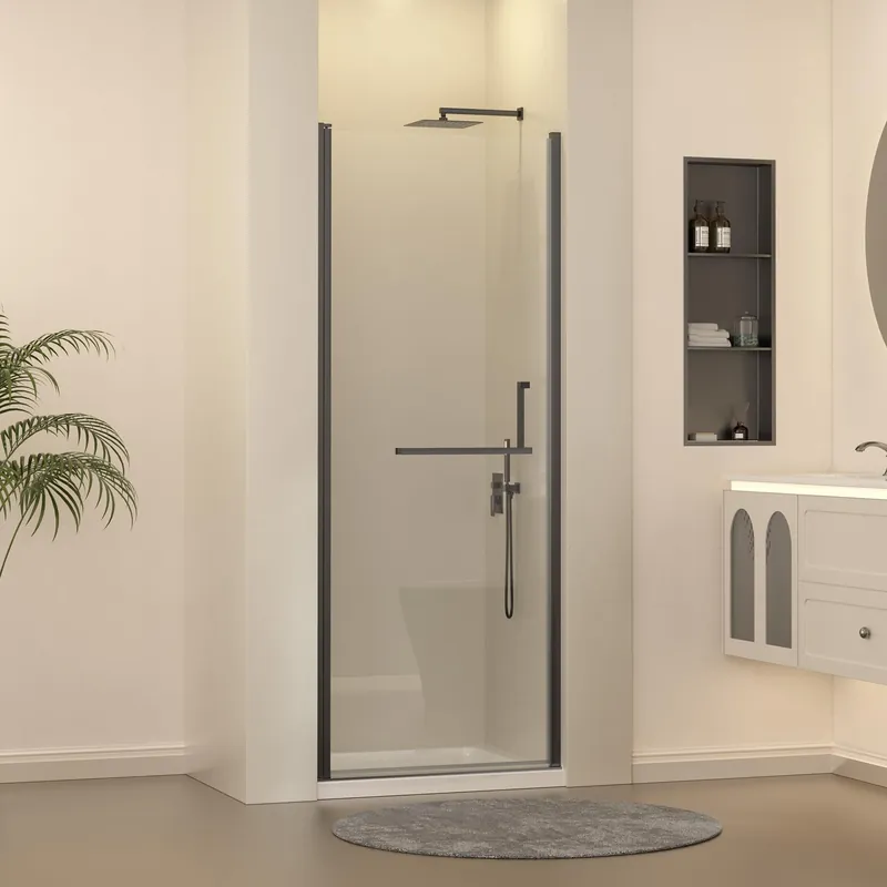 Frameless Pivot Shower Door 29-30" W x 72" H, Pivot Swing Shower Glass Door with 1/4"(6mm) Clear Tempered Glass Shower Door, Easy to Clean Bathroom Shower Door, Matte Black