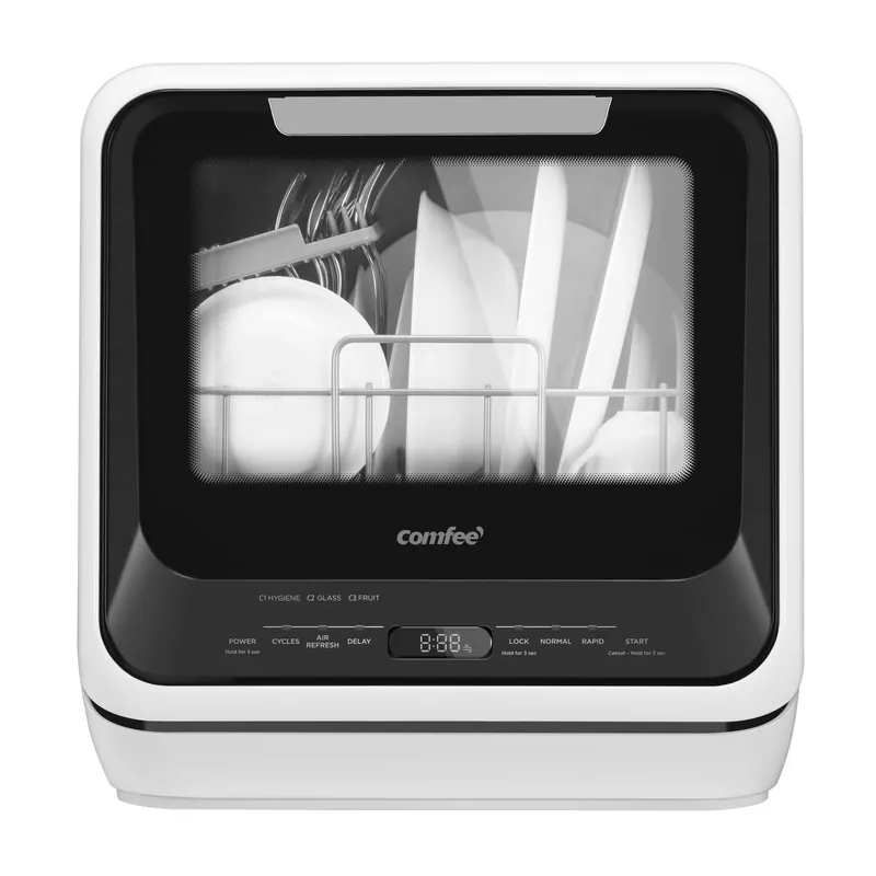 COMFEE‘ Portable Mini Dishwasher Countertop with 1.32Gal Built-in Water Tank for Apartments& RVs, No Hookup Needed, 6 Programs, 360° Dual Spray, 162℉ High-Temp& Air-Dry Function