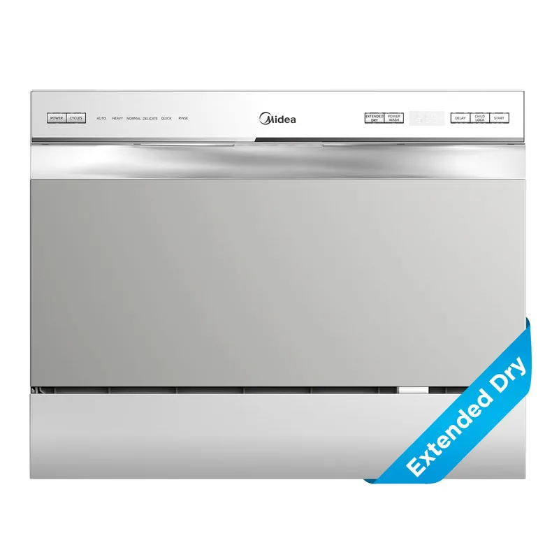 Midea MDC22P2ASS Countertop Dishwasher, 6 Place Settings & 6+2 Washing Cycles Portable Dishwashers, Energy Star Dish Washer for Dorm, RV & Apartment, Silver