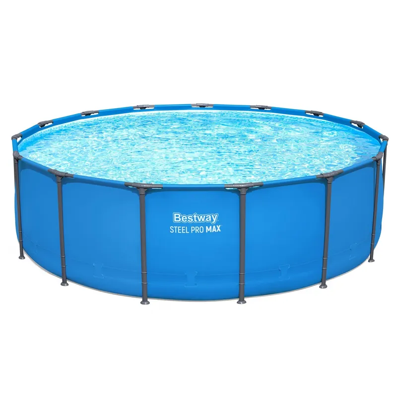 Bestway Steel Pro MAX 15’ x 48" Above Ground Pool, Round Metal Frame Outdoor Swimming Pool for Backyard, Blue, Pool ONLY