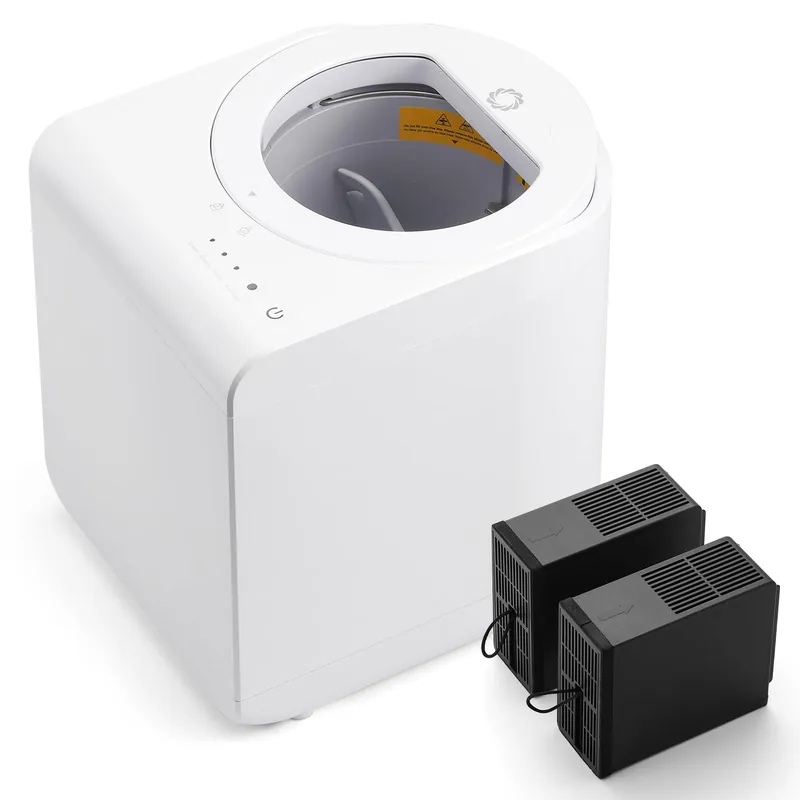 Airthereal Revive R500-V Electric Kitchen Composter with Visual Cover, Upgraded SHARKSDEN® Tri-Blade, Turn Food Waste and Scraps into Dry Natural Fertilizer for Plants, Pearl White