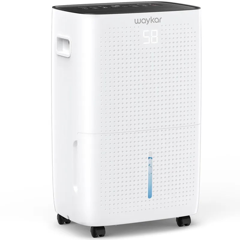 Waykar 150 Pint 7,000 Sq.Ft Dehumidifier for Basement & Home, Large Room, Smart Compressor Dehumidifier with Drain Hose & Tank for Commercial, 30%-80% Humidity Control, 92° Auto Swing, Auto Defrost.