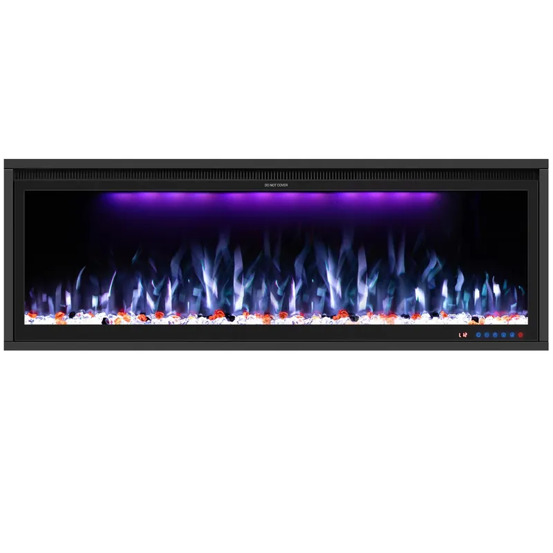 Benrocks 48‘‘ WiFi- Enabled Electric Fireplace Inserts - Alexa & App Control, Slim Recessed & Wall Mounted, 13 * 13 * 3 Flame Color Combinations, 750W/1500W, Black